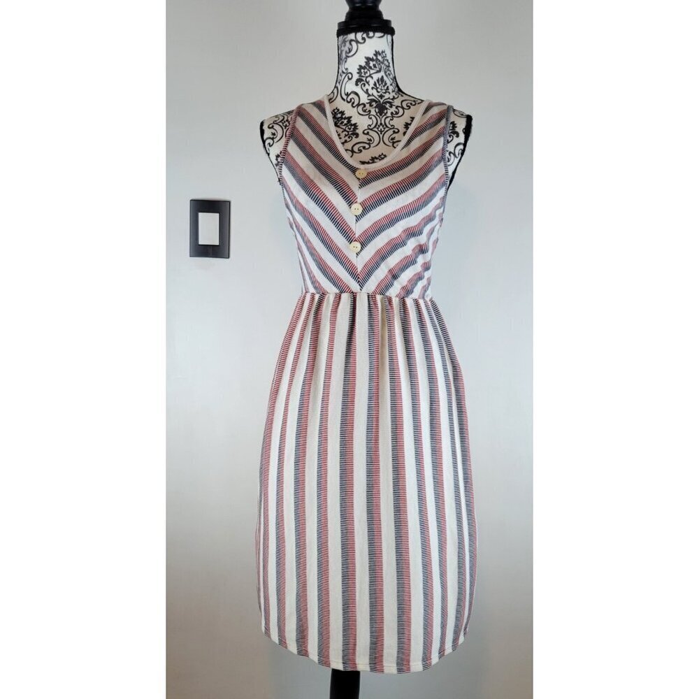 Caution to the Wind Dress Large Sleeveless Ribbed Layered Striped Stretch